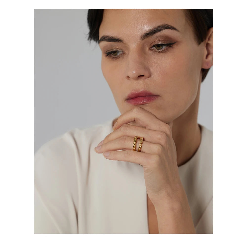 Bague Texturée Dorée