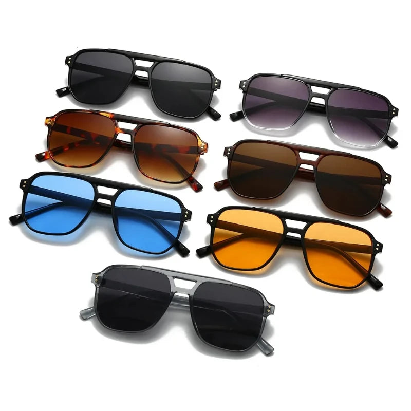 Retro Square Pilot Sunglasses Women Men 70s Vintage Trendy Plastic Frame Sun Glasses