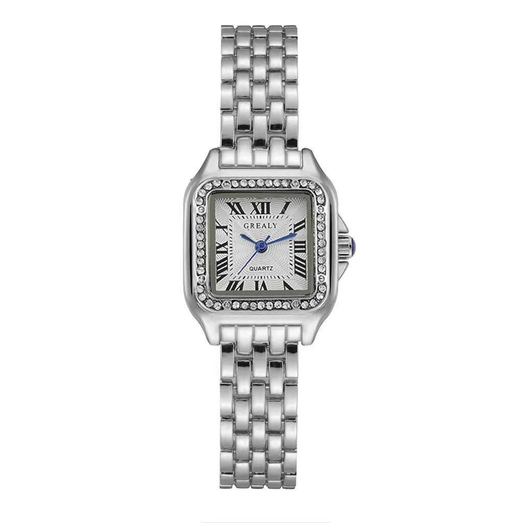 Montre dorée GREALY à cadran carré romain
