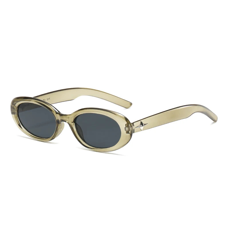 Lunettes de soleil noires ovales rétro
