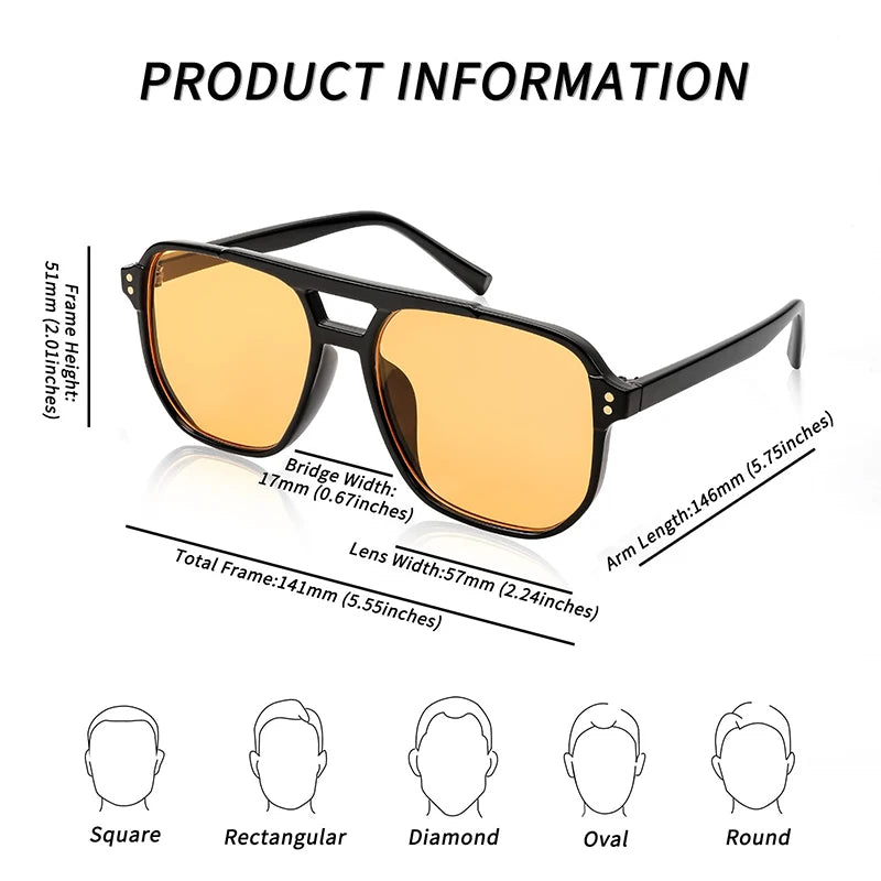 Retro Square Pilot Sunglasses Women Men 70s Vintage Trendy Plastic Frame Sun Glasses