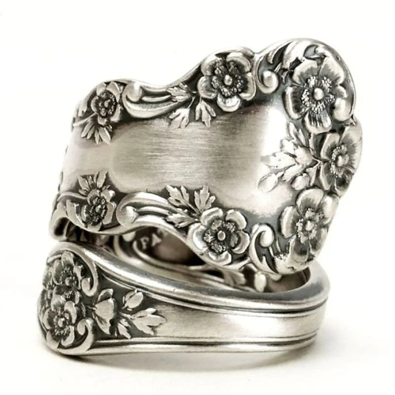 Bague Cuillère Fleur Lotus Argent