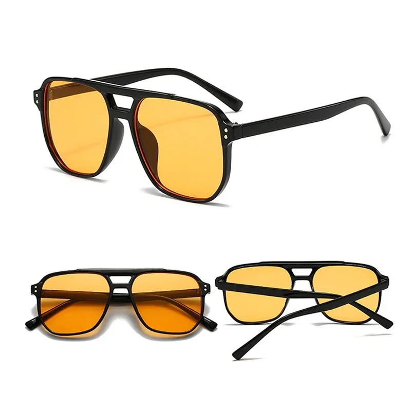 Retro Square Pilot Sunglasses Women Men 70s Vintage Trendy Plastic Frame Sun Glasses