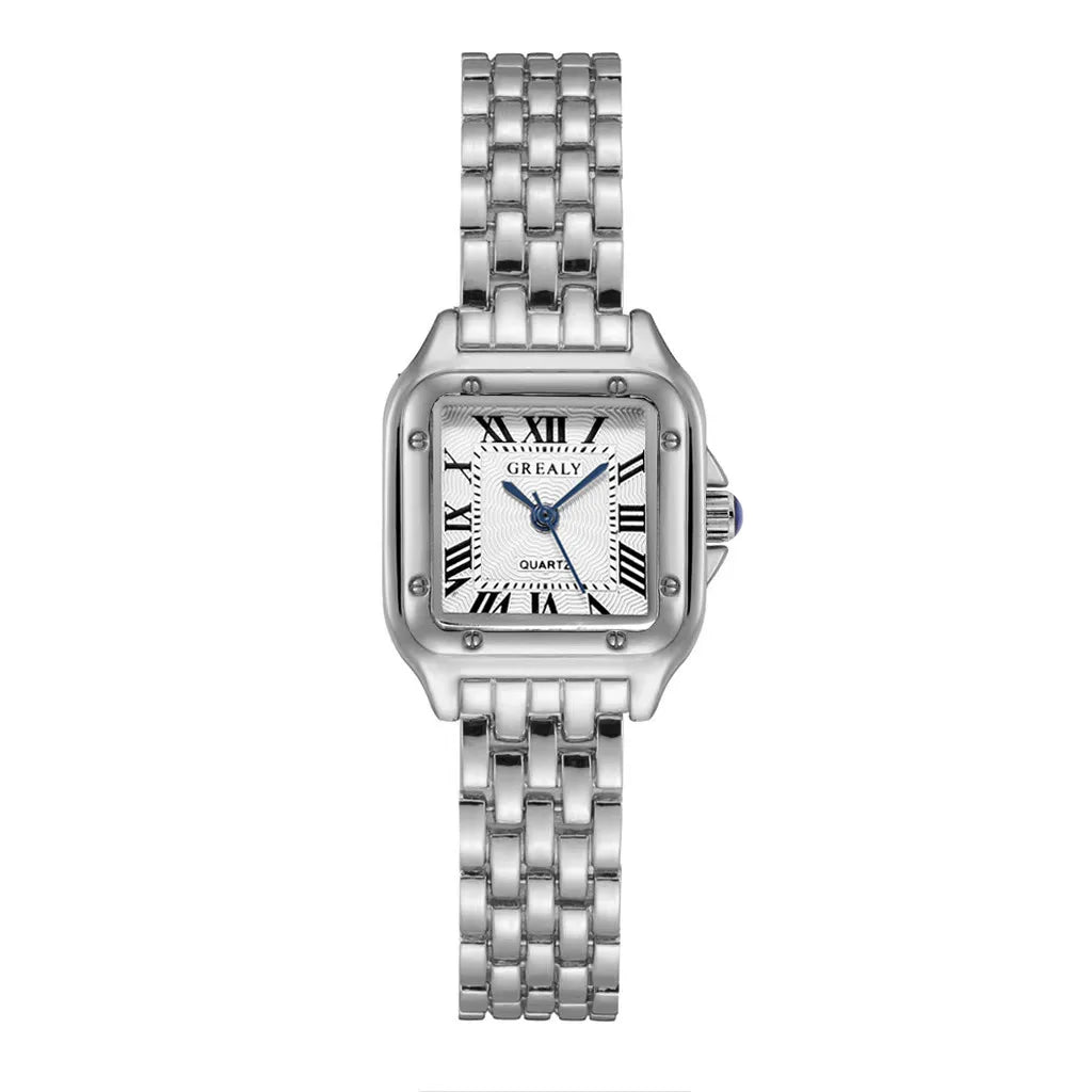 Montre dorée GREALY à cadran carré romain