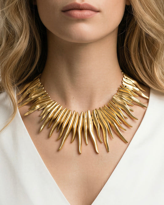 Collier Métal Brossé Ovale Goutte d'Eau