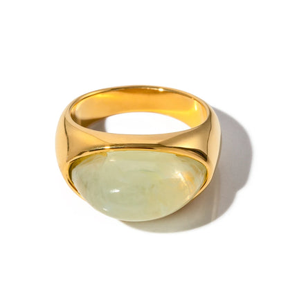 Bague argentée pierre verte design contemporain