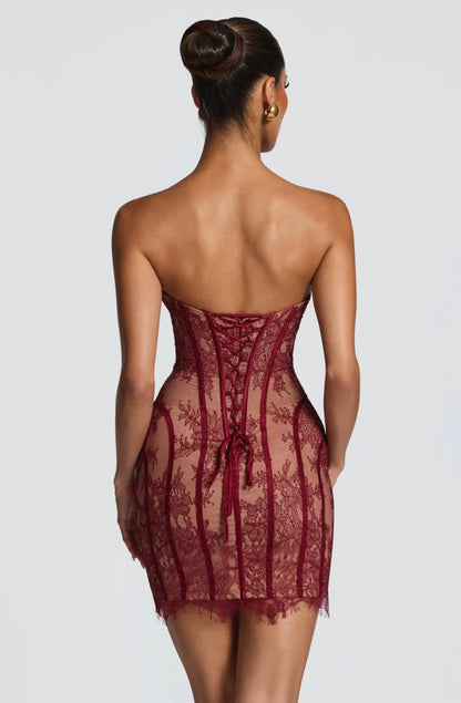 SIAN MINI DRESS - BURGUNDY