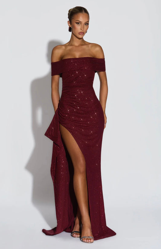 JOYCE MAXI DRESS - WINE SPARKLE