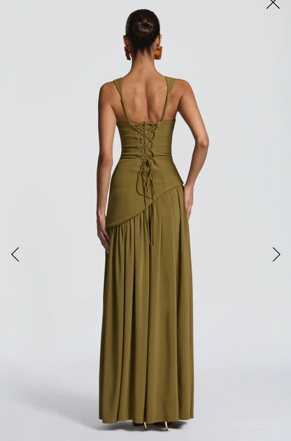 TULLULAH MAXI DRESS - DEEP OLIVE