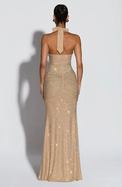 ROSETTA MAXI DRESS - GOLD SPARKLE