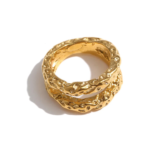 Bague Texturée Dorée