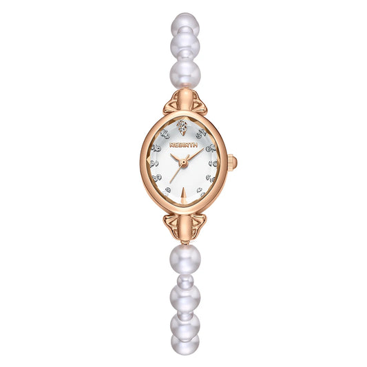 Montre rose doré bracelet perles chic