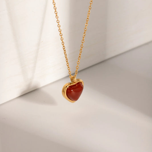 Collier cœur rouge doré