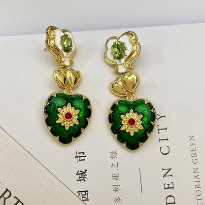 Collier doré cœurs multicolores vintage