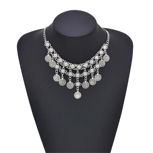 Collier argenté à pampilles style bohème
