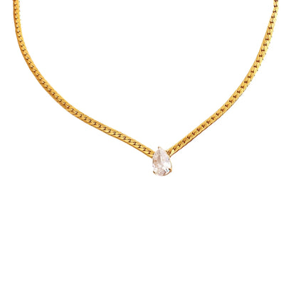 Collier doré goutte de cristal chic